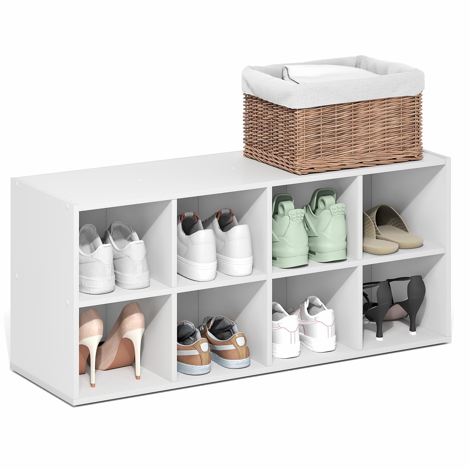 Furinno FANO 8-Cube Shoe Rack, Stackable Shoe Organizer, White