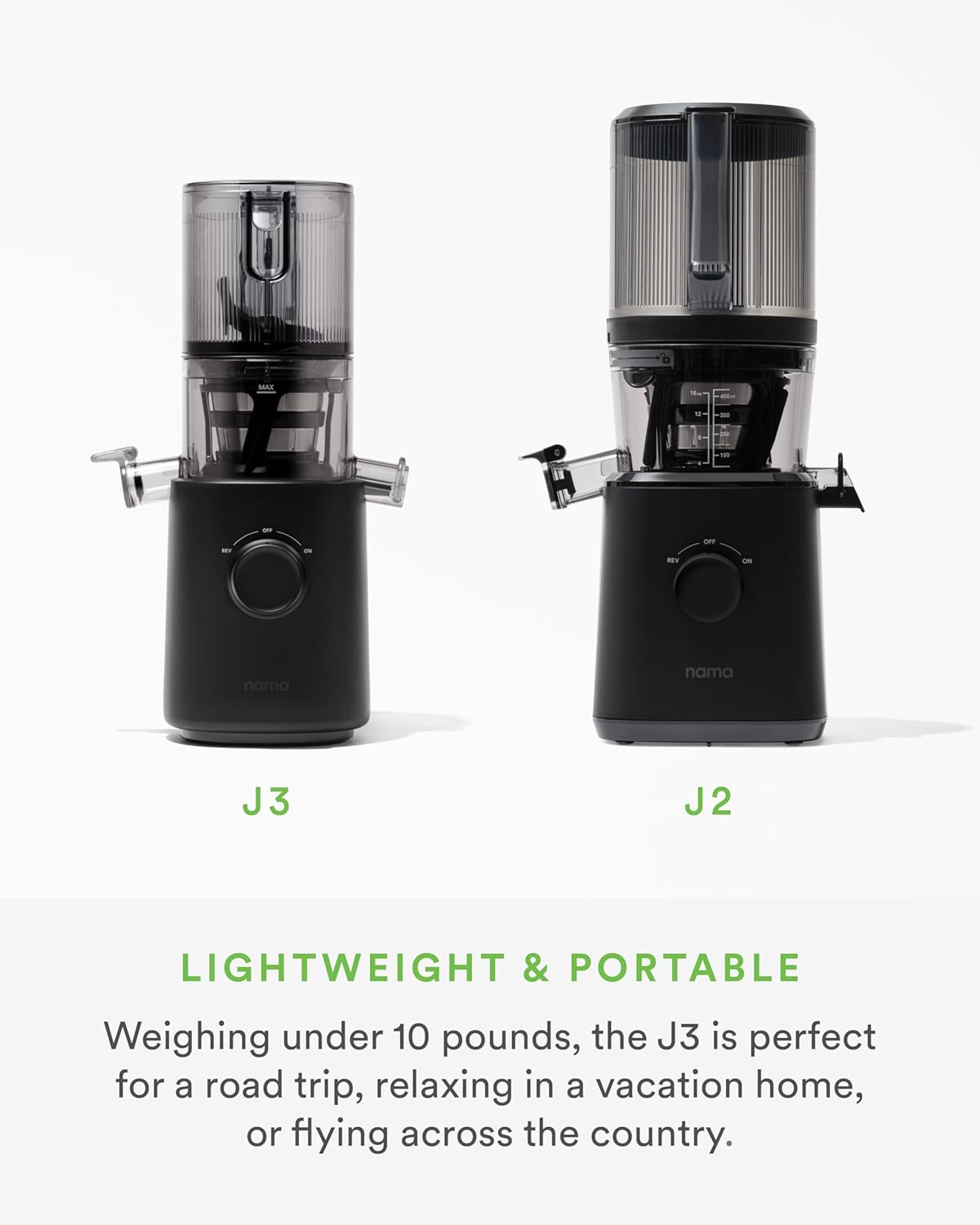Nama J3 Compact Cold Press Juicer – Space Saving & Self Feeding for Hands-Free Operation