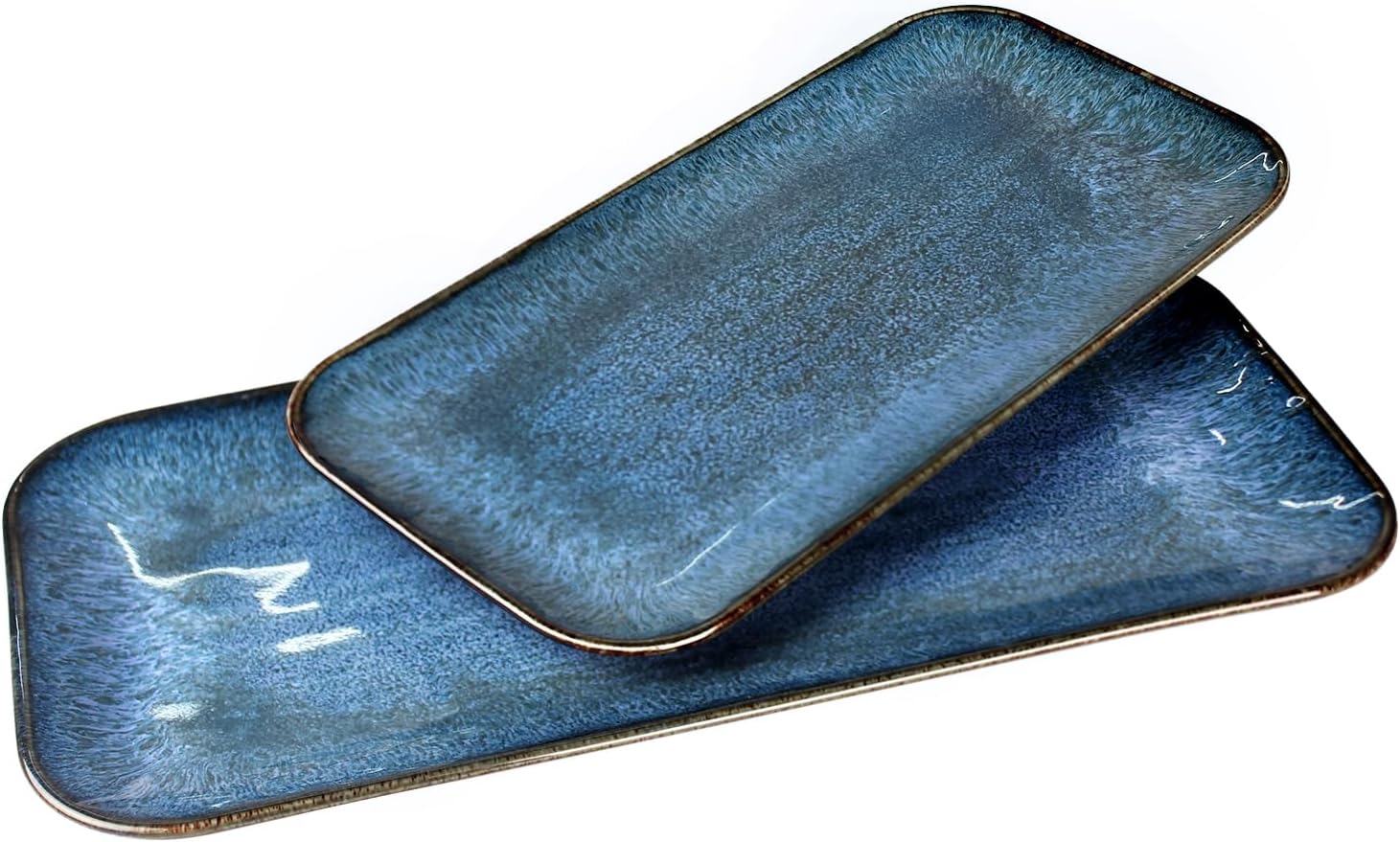Porcelain Dinner Plates Blue 2 PCS, Serving platters for entertaining, for Fruit, cheese, snack