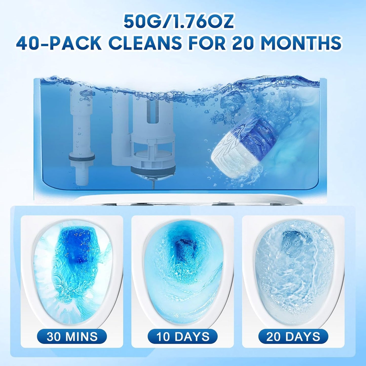 KIISIISO Commercial Household Bathroom Cleaners, 28 Pack Toilet Bowl Cleaner Tablets, Automatic