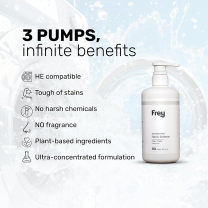 FREY Concentrated Liquid Laundry Detergent | Formulated for Sensitive Skin & HE Washers | Removes