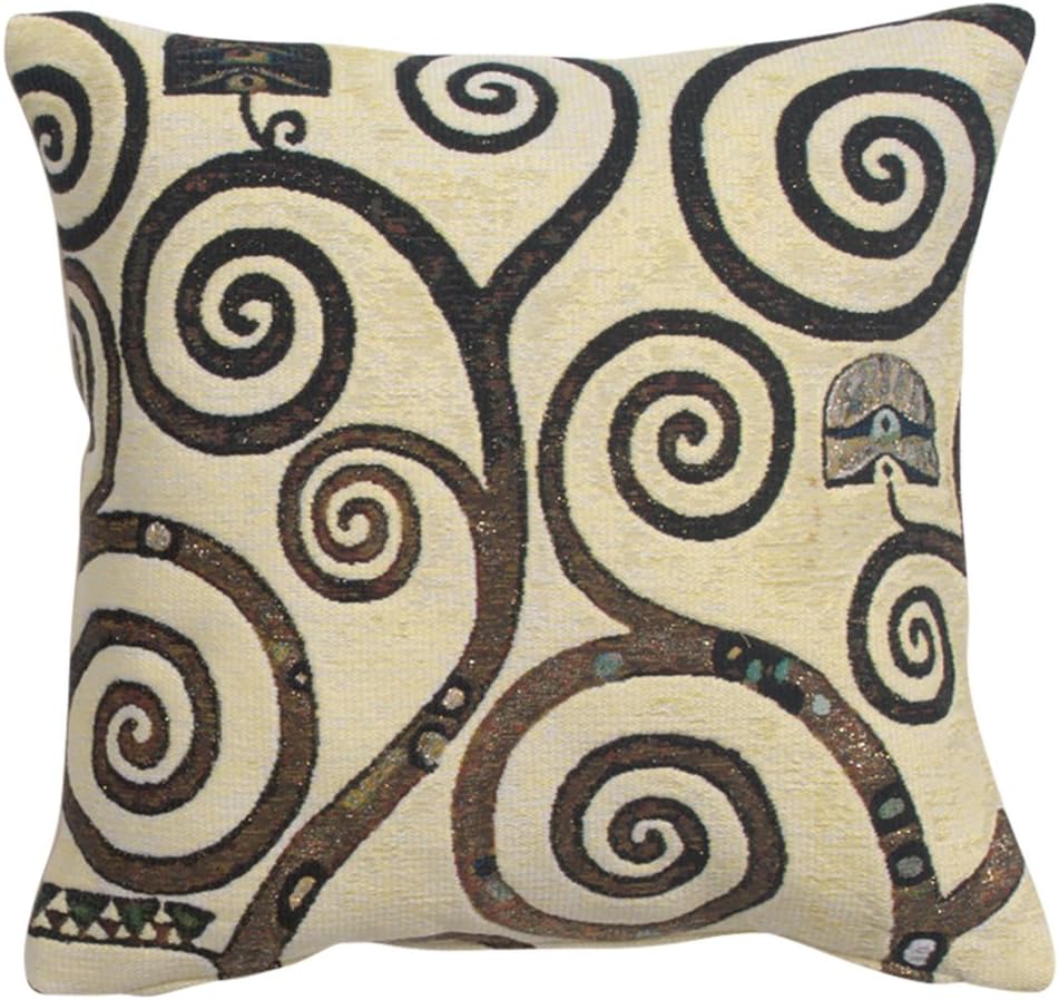 C Charlotte Home Furnishings Inc Lebensbaum Branches Cushion Cover | Pure Cotton Decorative Cushion