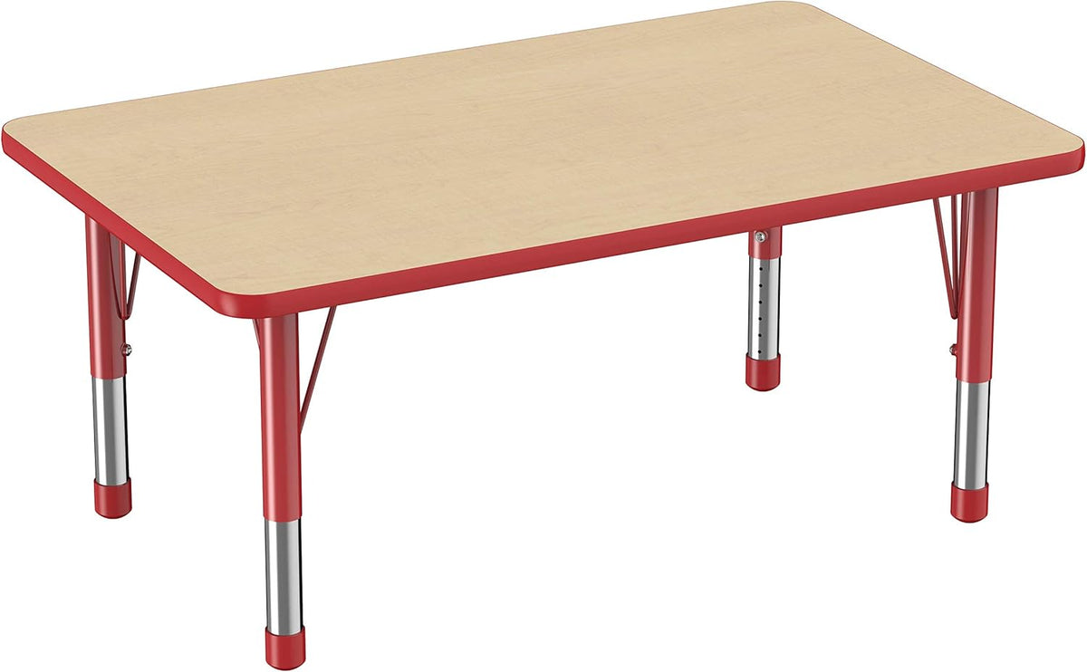 FDP Rectangle Activity School and Classroom Kids Table (30 x 48 inch), Chunky Toddler Legs