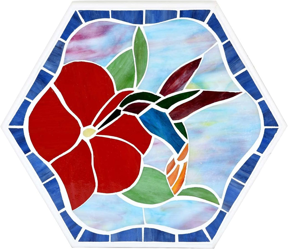 Bieye MSS003 Tiffany Style Stained Glass Mosaic Decorative Stepping Stone for Garden Decor (13"