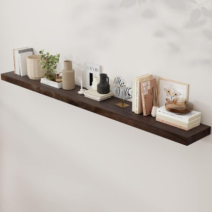 Axeman Floating Shelves for Wall, Rustic Elm Wood 72'' W x 8" D Wall Mantel Shelf with Invisible