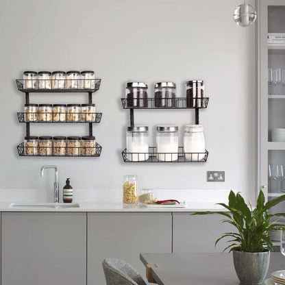 SWOMMOLY Adjustable Wall Mount Spice Rack Organizer, 12-Tier Dual-use (Multi-use) Hanging Spice