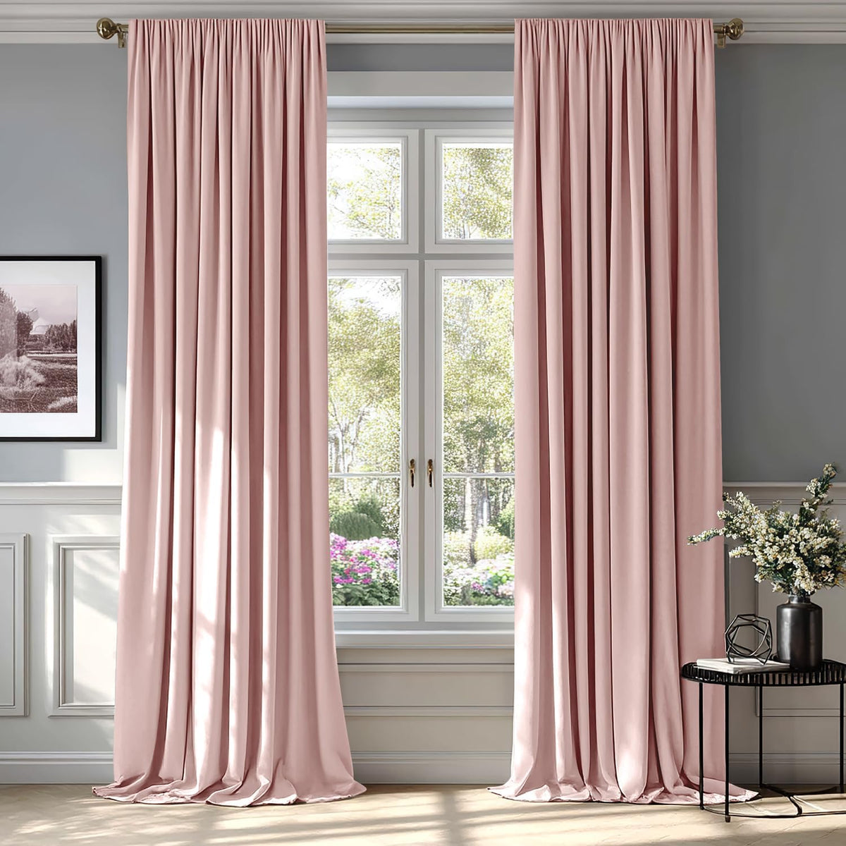 MIULEE Baby Pink Velvet Curtains Thermal Insulated Blackout Curtain Drapes for Bedroom Living Room