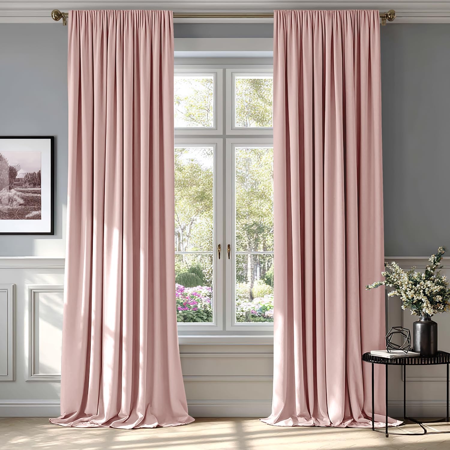 MIULEE Baby Pink Velvet Curtains Thermal Insulated Blackout Curtain Drapes for Bedroom Living Room