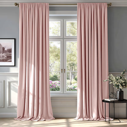 MIULEE Baby Pink Velvet Curtains Thermal Insulated Blackout Curtain Drapes for Bedroom Living Room