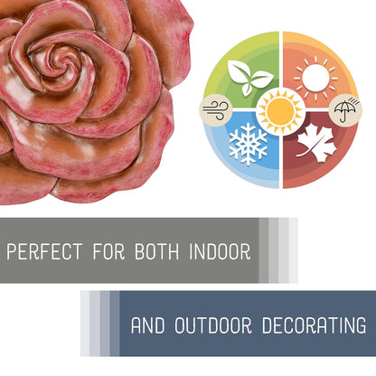 NAT & Jules Rose Flower Shaped Dimensional Indoor Outdoor 12 inch Cast Resin Decorative Garden
