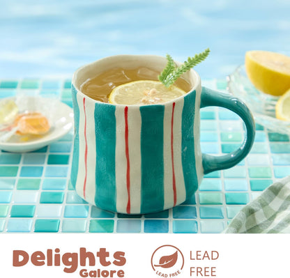 Vibrant Striped Ceramic Coffee Mug - Unique Green Design, 12oz, Microwave & Dishwasher Safe