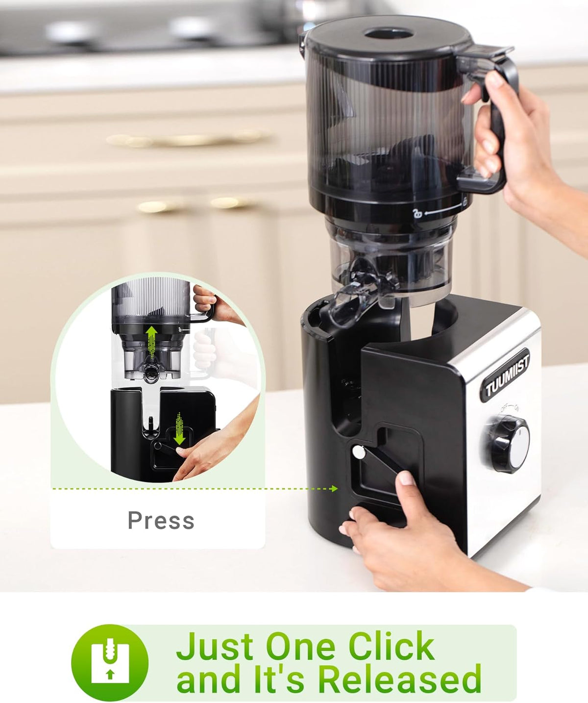 Cold Press Juicer Machines – 6.5'' Large Feed Chute for Whole Fruits & Vegetables, High Juice