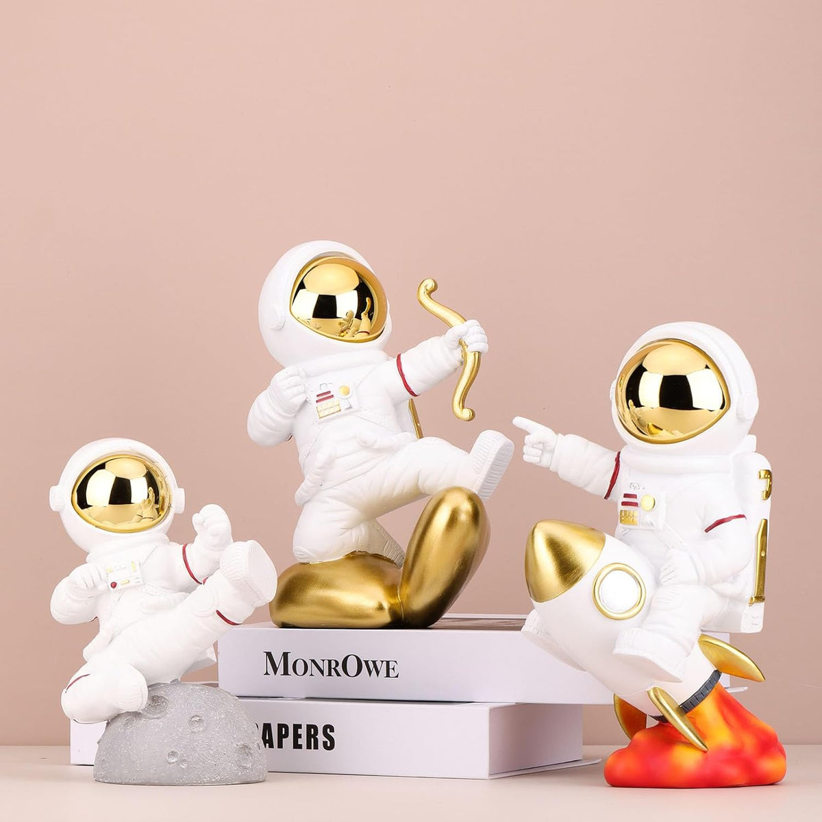 Astronaut Decor,Astronaut Rocket Figurines and Sculptures,Astronaut Figurine Space Themed Bedroom
