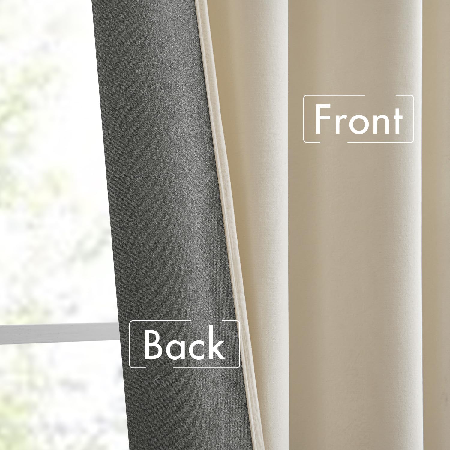 MIULEE Cream Beige Velvet Curtains 108 inches Long 2 Panels - Luxury Pinch Pleated Room Darkening