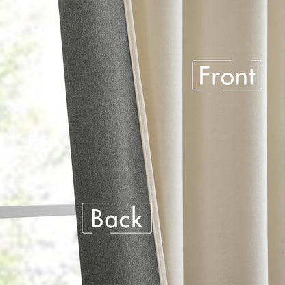 MIULEE Cream Beige Velvet Curtains 108 inches Long 2 Panels - Luxury Pinch Pleated Room Darkening