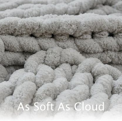 Esterra Chunky Knit Throw Blanket Newly Upgraded Heavy Tighter Version, Handmade Chenille Throw