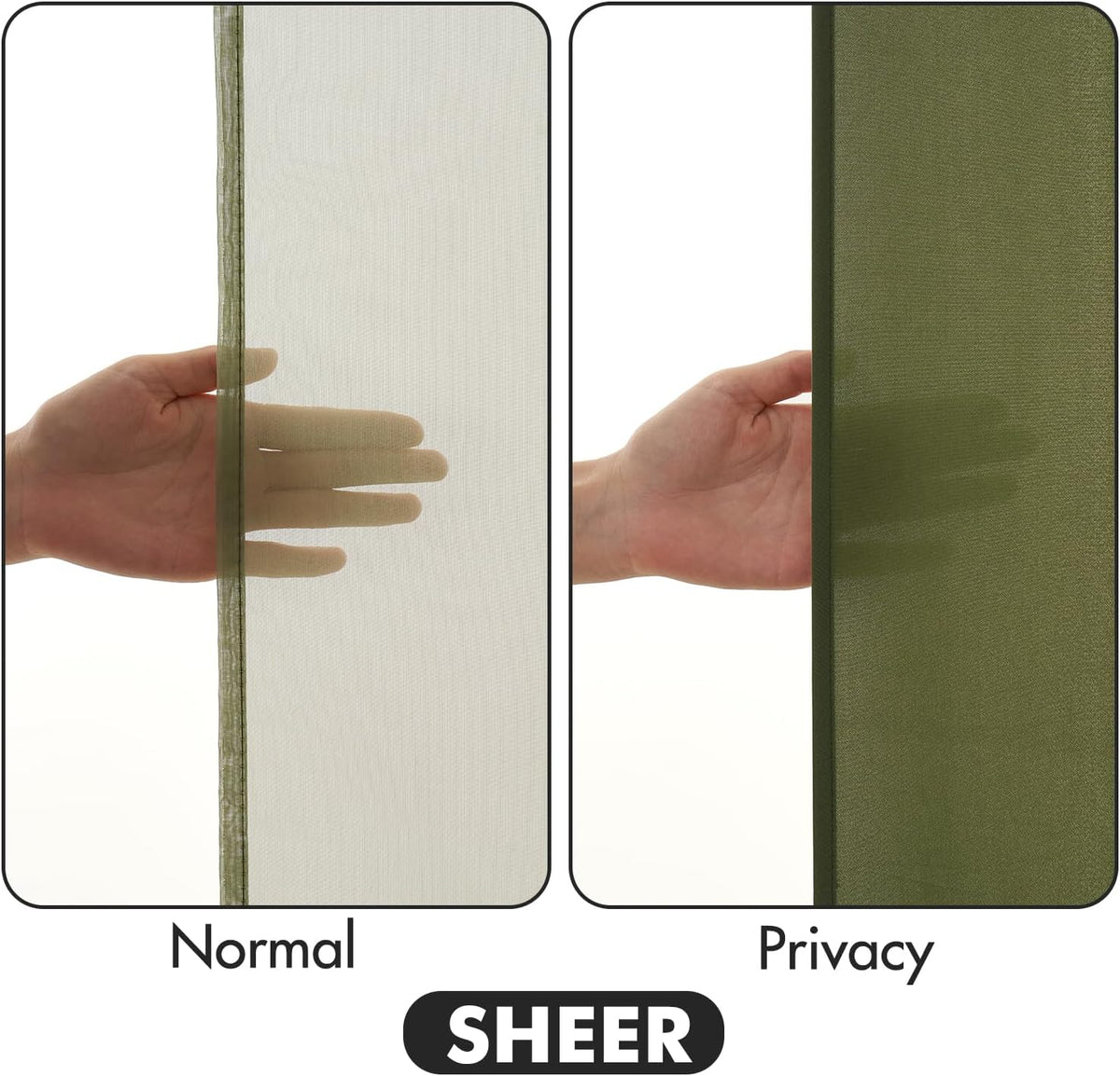 MIULEE Olive Green Privacy Sheer Curtains That Let Light in 72 Inches Long Non-See-Through Semi