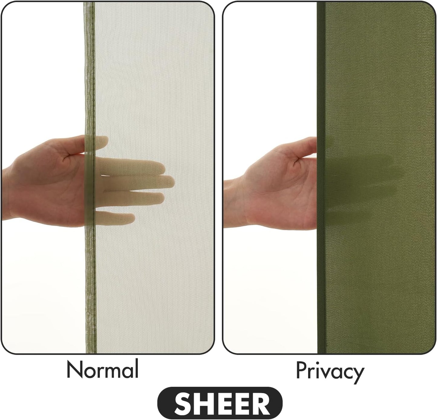 MIULEE Olive Green Privacy Sheer Curtains That Let Light in 96 Inches Long Non-See-Through Semi