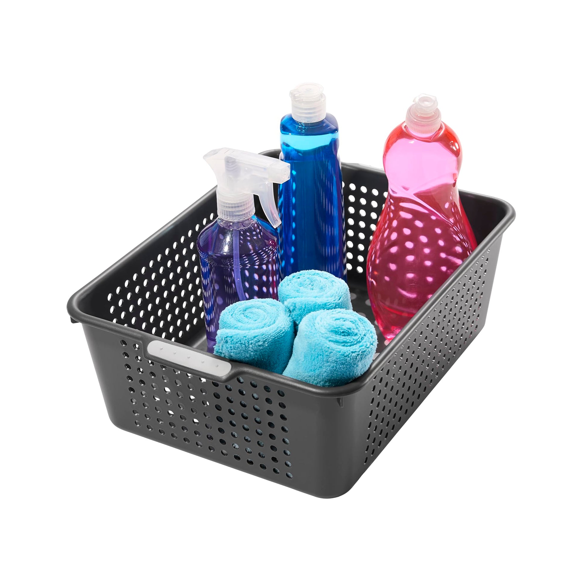 madesmart Classic Large Storage Basket with Soft Handle, Granite
