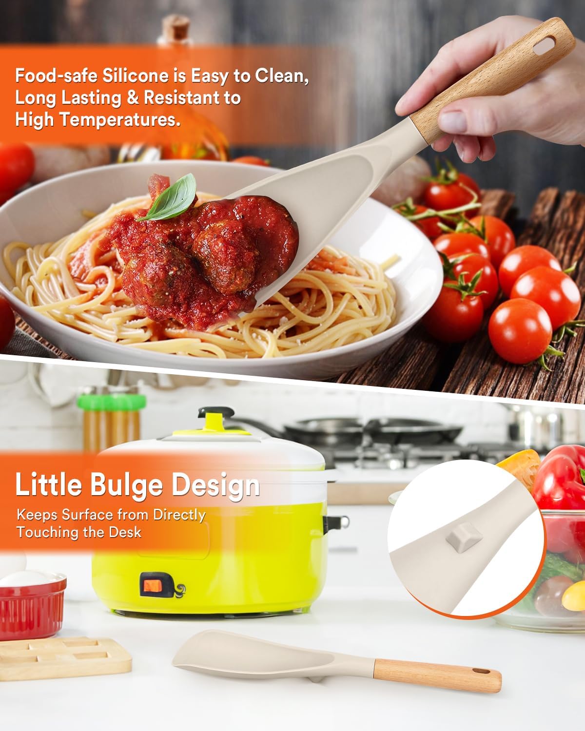 Cooking Spoon and Scraper for Nonstick Cookwares, Great for Cooking and Serving Durable BPA-Free