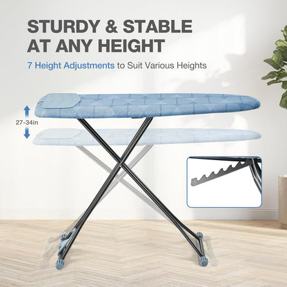 APEXCHASER Ironing Board with Iron Rest, Compact and Space Saver Iron Board, Extra Thick Cover
