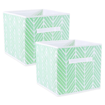 DII Non Woven Storage Collection Polyester Herringbone Bin, Small Set of 2, Mint, 2 Piece