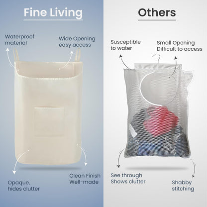 The Fine Living Co. Hanging Laundry Hamper with Over Door Hooks & Adhesive, Durable Space Saving