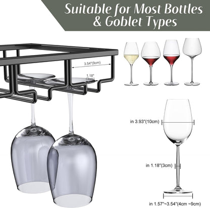 Xverycan Wine Glass Rack Under Cabinet, 10 Row Extreme Large Stemware Hanger, Metal Wine Goblet