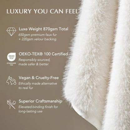 Luxury Faux Fur Throw Blanket, Soft Fluffy Faux Mink Blankets for Bed, Couch, Sofa, Thick Cozy