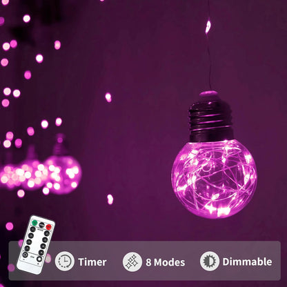 YOLIGHT Wishing Ball Curtain Lights 200 LED Window Curtain String Light with Remote, USB Battery
