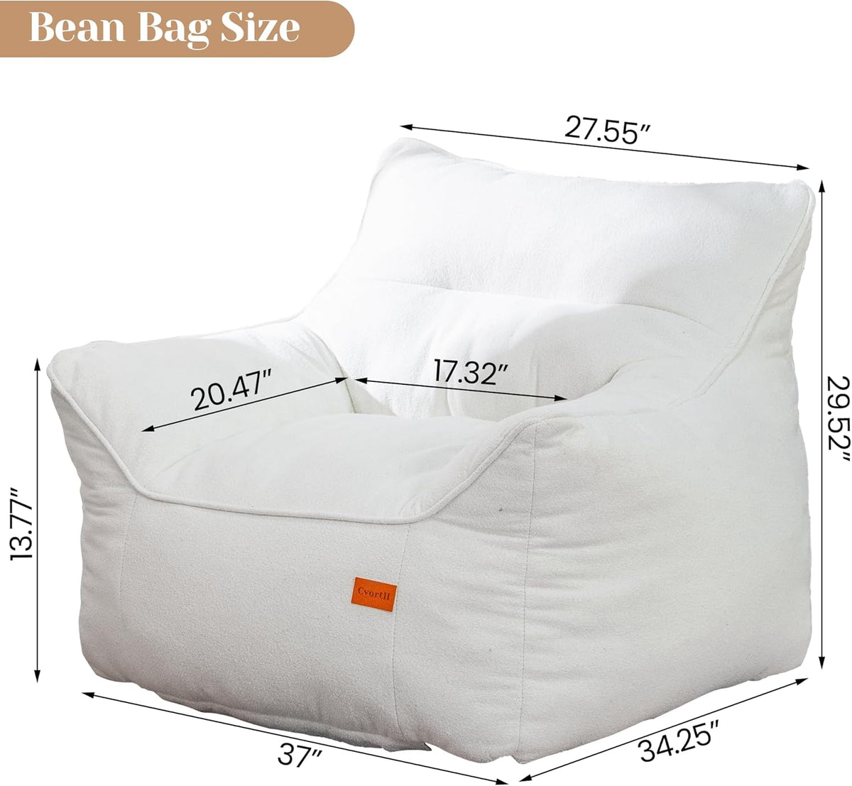 Bean Bag Chair for Adults, Comfy Tufted Bean Bag Chair Sofa with Armrests, Lazy Beanbag Chair with