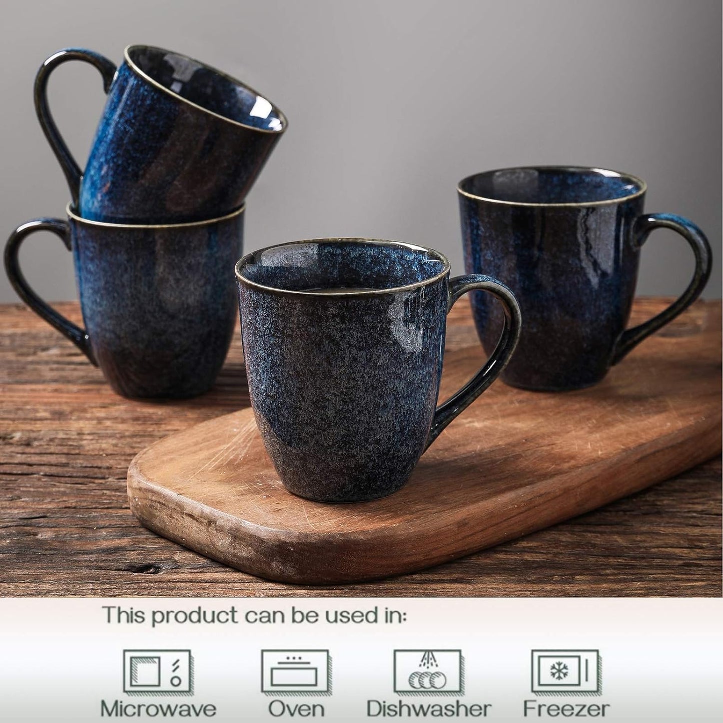 vicrays Coffee Mug Set, 12 Ounce, Set of 6, Ceramic Mug for Men, Women, Unique Glazed Mugs with