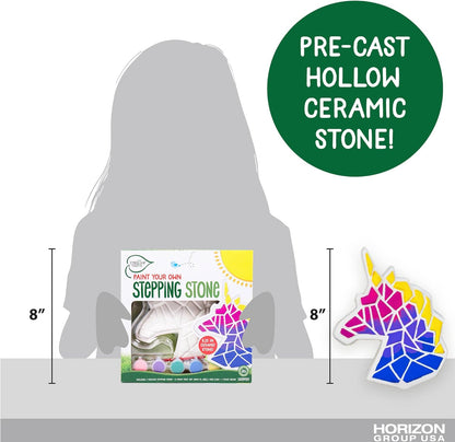 Creative Roots Mosaic Unicorn Stepping Stone, Includes 7-Inch Ceramic Stone & 6 Vibrant Paints, DIY