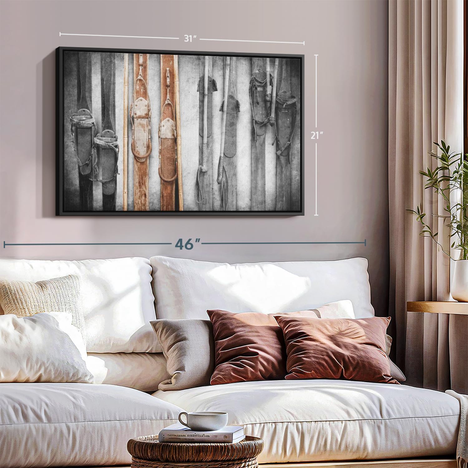 ElephantStock Ski Collection Wall Art - Horizontal Framed Canvas - 1-Piece Bathroom Wall Decor