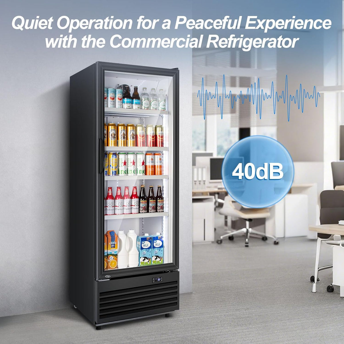 Tylza Commercial Refrigerator with Glass Door Display Beverage Fridge, 350L Upright Beverage Cooler
