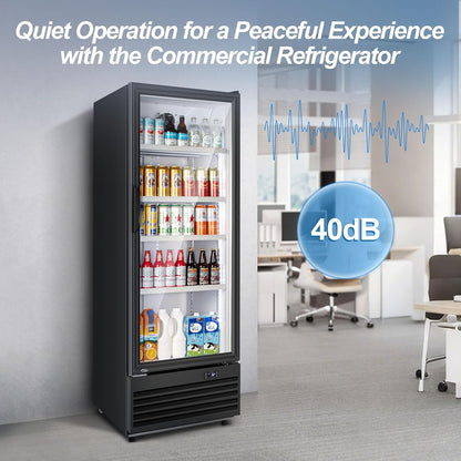Tylza Commercial Refrigerator with Glass Door Display Beverage Fridge, 350L Upright Beverage Cooler