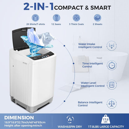 17.8Lbs Portable Washing Machine Nictemaw Portable Washer, 2.3 Cu.ft Washer and Dryer Combo with