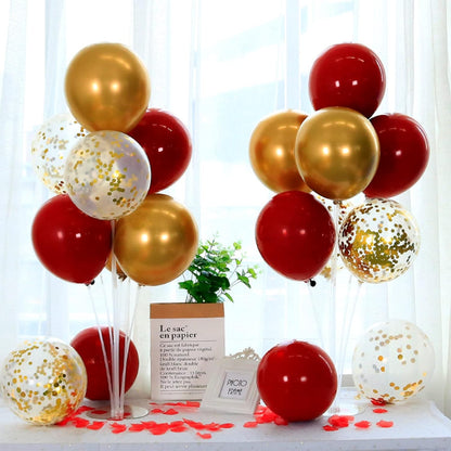 Red and Gold Balloon Stand Centerpiece Table Decorations for 49ers Party Birthday Graduation