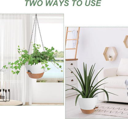 Hanging Planters for Indoor Outdoor Plants, 1 Set Self Watering Hanging Pot with Drainage Holes &