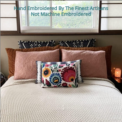 Lumbar Cream Floral Pillow Cover Polish Flower Accent Chair Pillowcase Couch Modern Farmhouse Couch