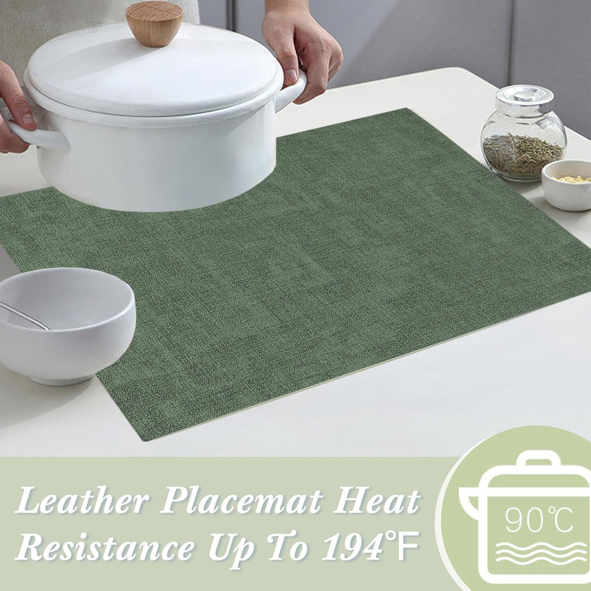 SUEH DESIGN Leather Placemats Set of 6 Reversible Table Mats Heat Resistant Waterproof No-Slip