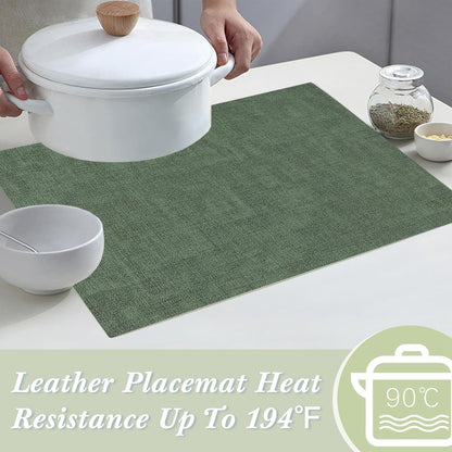 SUEH DESIGN Leather Placemats Set of 6 Reversible Table Mats Heat Resistant Waterproof No-Slip