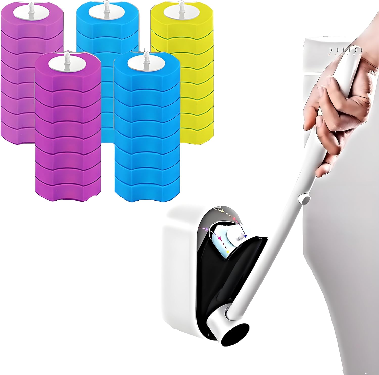 Disposable Toilet Brush with 40 Wand Refill Heads - KIRIKIT Wall-Mounted Toilet Brush and Holder