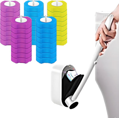 Disposable Toilet Brush with 40 Wand Refill Heads - KIRIKIT Wall-Mounted Toilet Brush and Holder