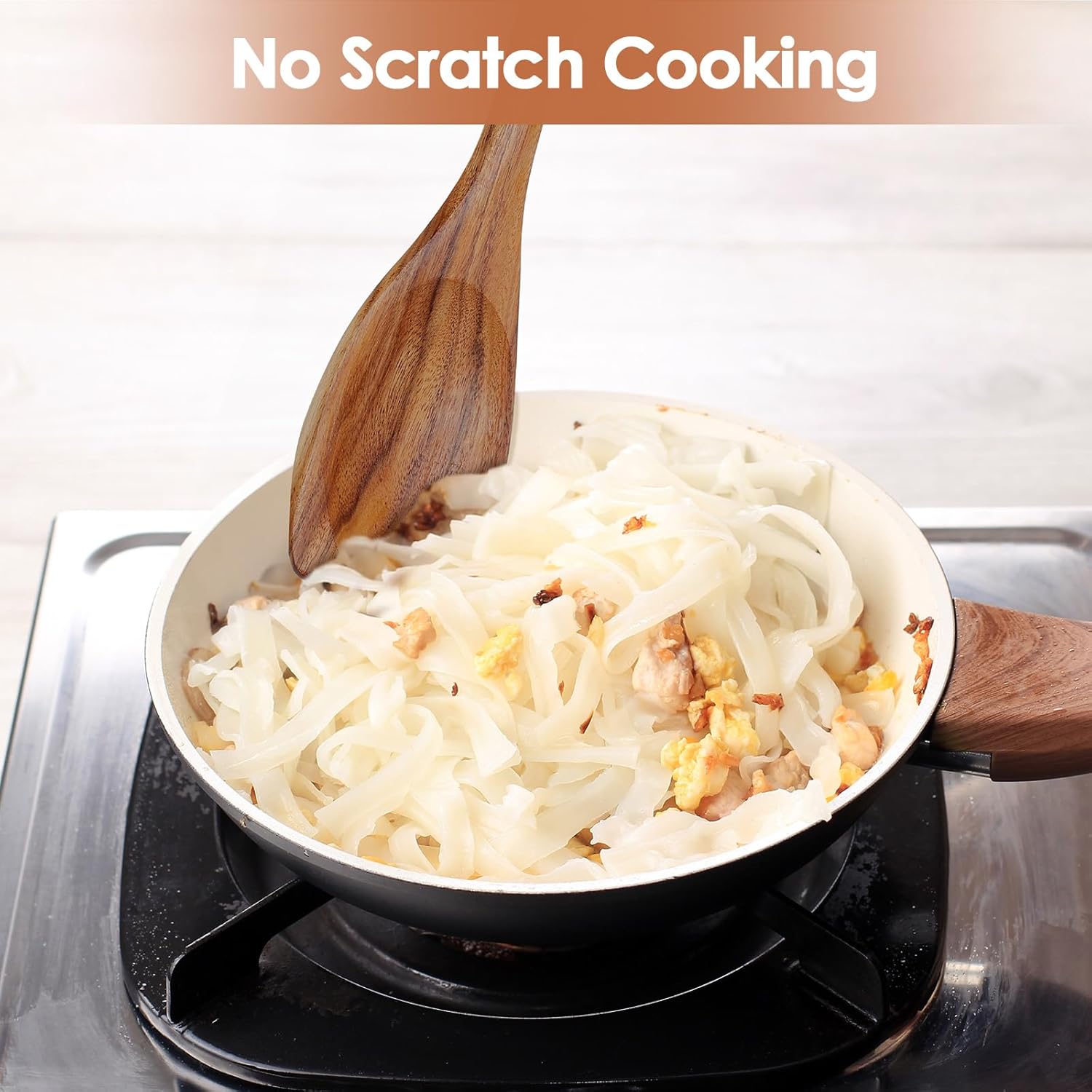 comfoyar Teak Wooden Spoons for Cooking, 10 Pieces Kitchen Cooking Utenails Set with Spatula and