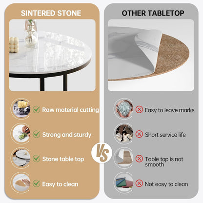 Round Nesting Coffee Table, White Modern Decorative Coffee Center Table Set of 2,Round Sintered
