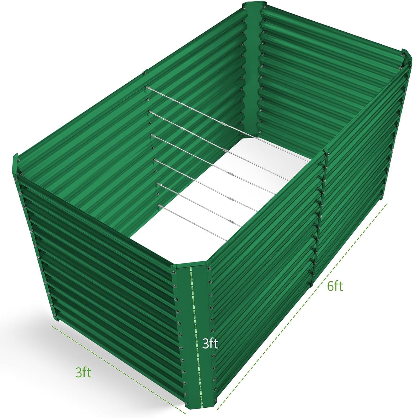 Land Guard 6x3x3ft Rectangular Galvanized Raised Garden Beds, Large-Capacity Metal Planter Box