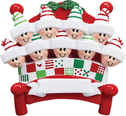 3D Bedtime Family of 9 Ornament 2025 Personalized Family Christmas Ornaments 2025 | Tucked Together