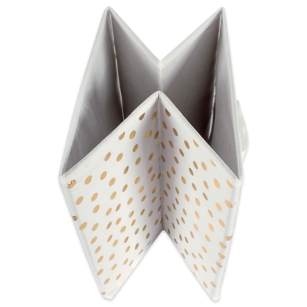 DII Woven Polyester Storage Bin, Polka Dot, White & Gold, Small Set of 4