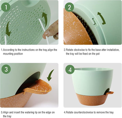 8 inch Hanging Planters, 2 Pack Self Watering Hanging Pots with 20oZ Deep Reservoir for Indoor
